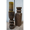 Oud Houten Kaarsenstandaards | Set Van 2
