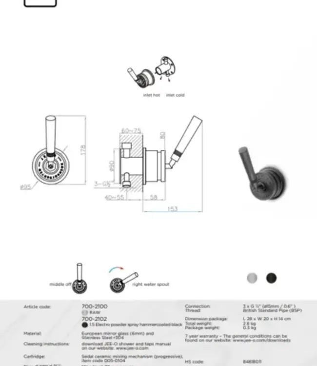 JEE-O Soho Douche Combinatie 01 | Meerdere Kleuren