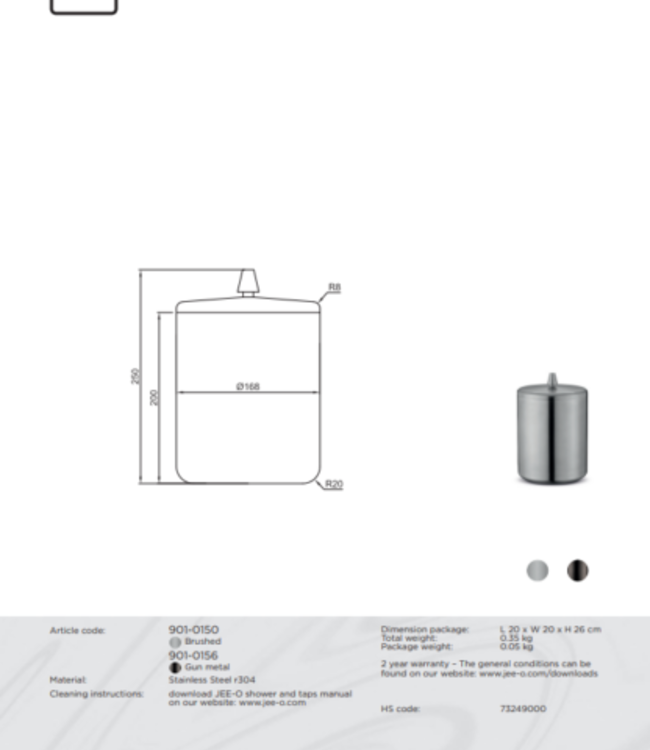 JEE-O Cone Prullenbak | H25 x D16,8 cm | 2 Kleuren