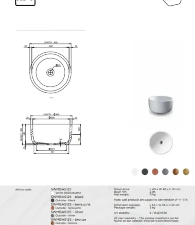 JEE-O Flow Waskom Laag | H20 cm | Meerdere Kleuren