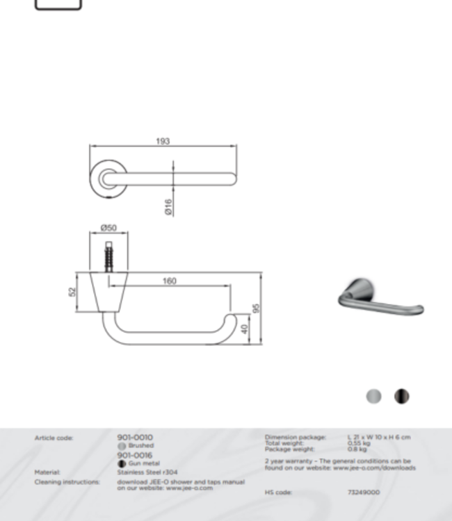JEE-O Cone Toiletrolhouder RVS | 2 Kleuren