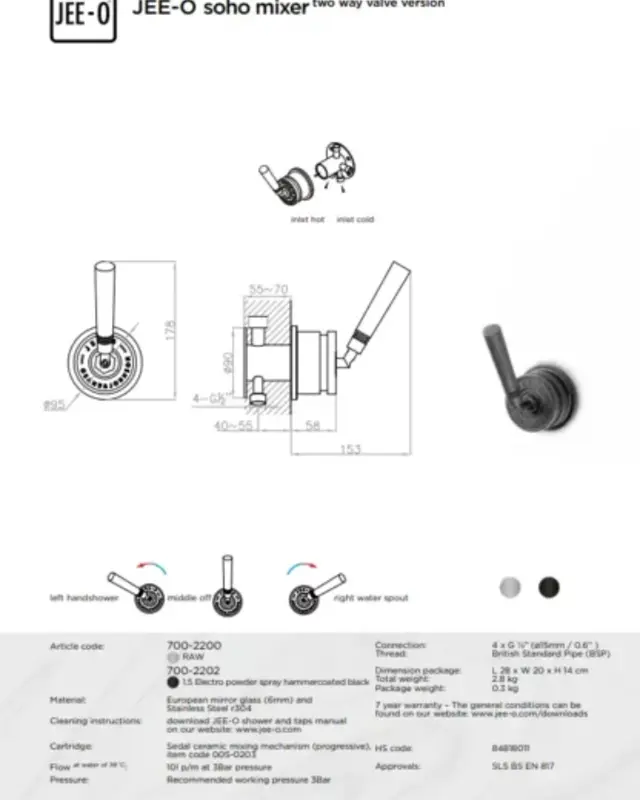 JEE-O Soho Douche Combinatie 02 | 2 Kleuren