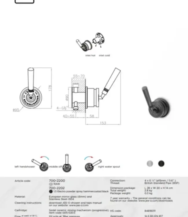 JEE-O Soho Douche Combinatie 02 | 2 Kleuren
