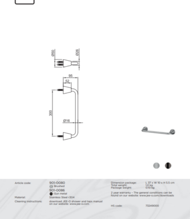 JEE-O Cone Handdoekhouder | L30 cm | 2 Kleuren