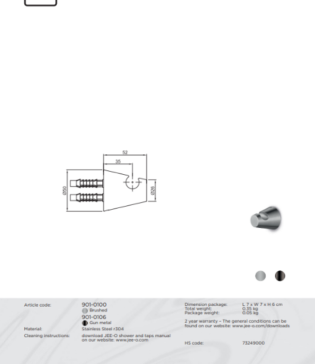 JEE-O Cone Ophanghaakje | RVS | 2 Kleuren