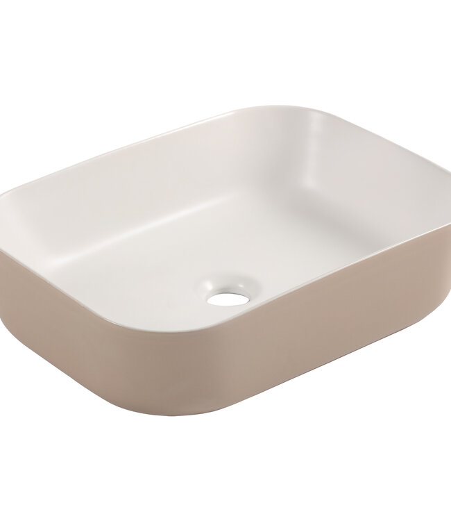 Differnz Waskom Zena | Keramiek | Beige/Wit | 48 x 37,5 x 12,5 cm