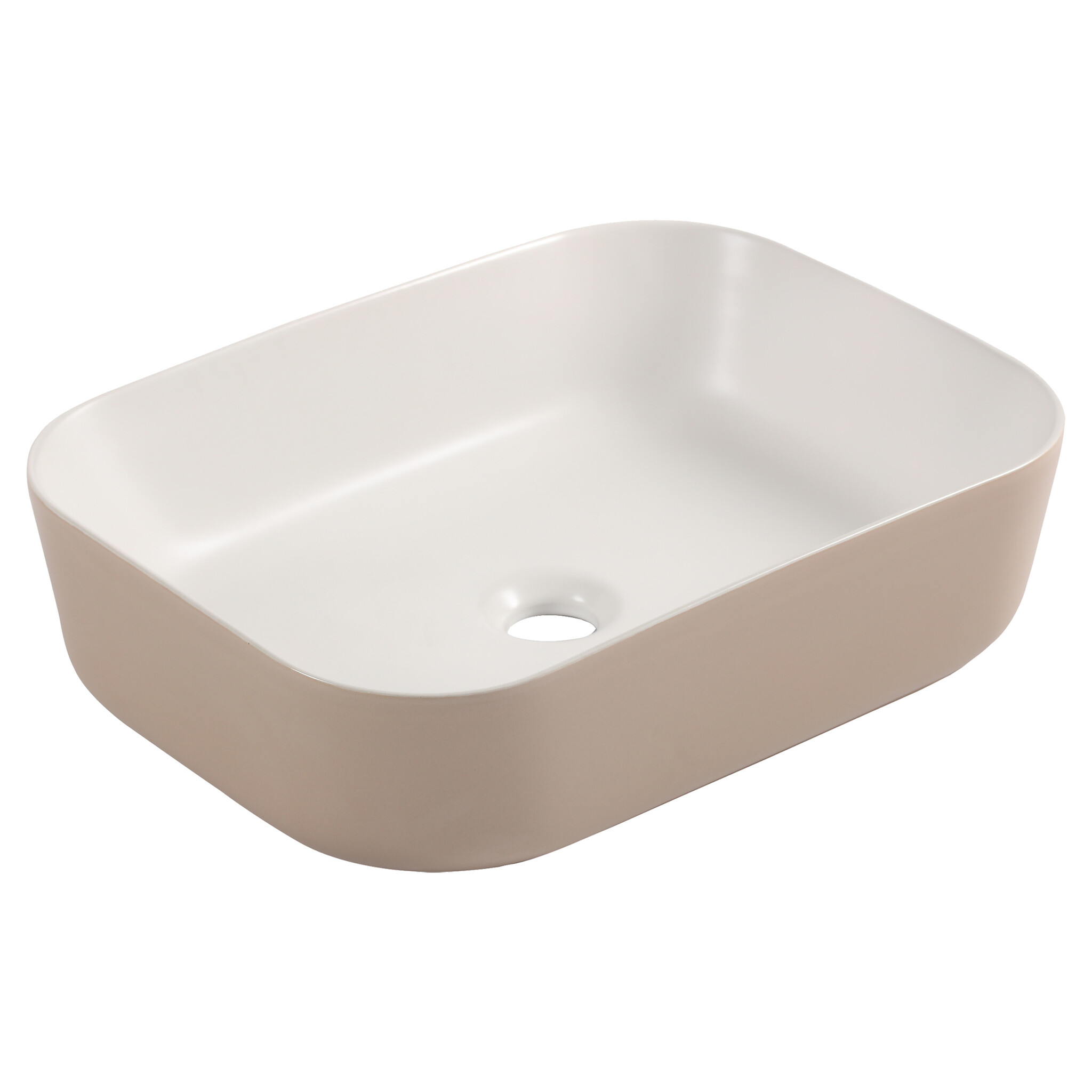 Differnz Waskom Zena | Keramiek | Beige/Wit | 48 x 37,5 x 12,5 cm