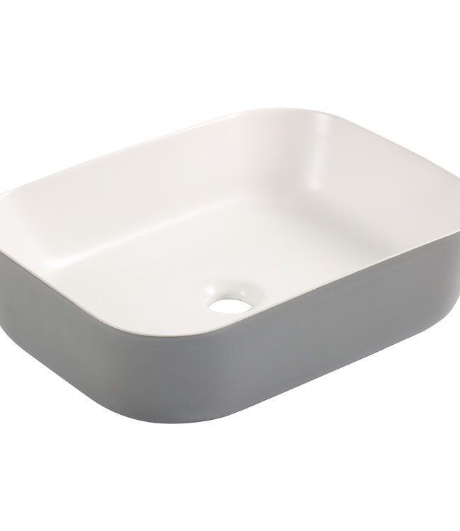 Differnz Waskom Zena | Keramiek | Grijs/Wit | 48 x 37,5 x 12,5 cm