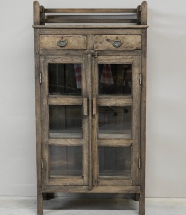Be-Uniq Oud Glaskastje | Rustiek Verweerd | H145xB75xD38 cm