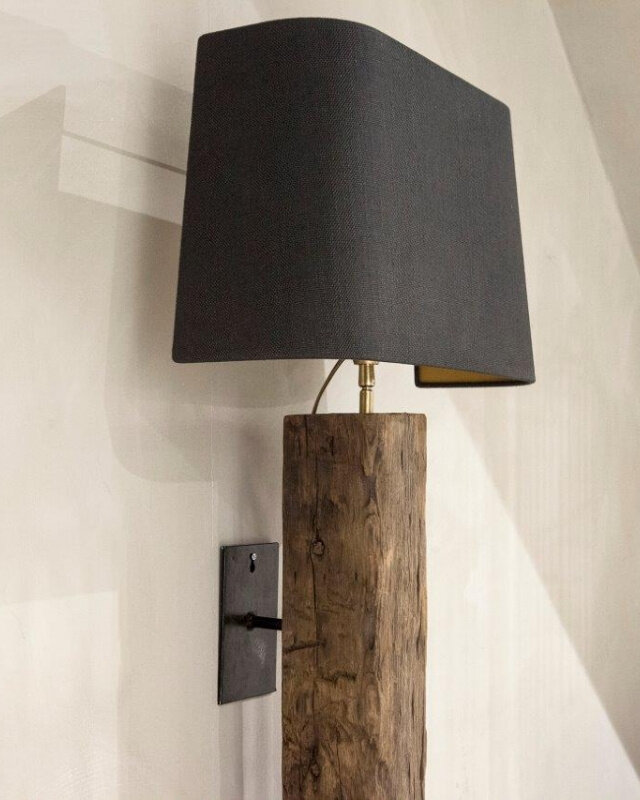 Be-Uniq Wand Lampenkap - Linnen Zwart - H28 x B45 cm