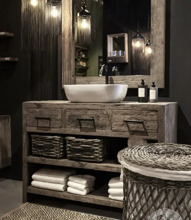 Be-Uniq Wasmand Alma | Rattan | Grijs | M | H42xD38 cm