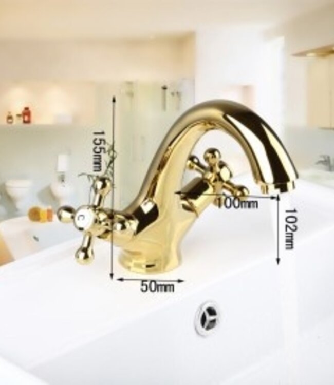 Rene Houtman Gouden Wastafelkraan | Witte Elementen | H15,5 cm