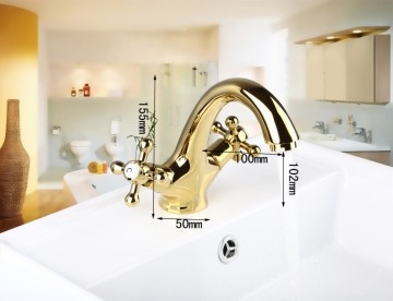 Rene Houtman Gouden Wastafelkraan | Witte Elementen | H15,5 cm