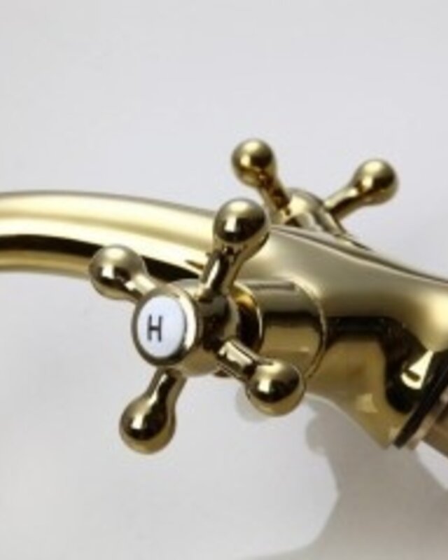 Rene Houtman Gouden Wastafelkraan | Witte Elementen | H15,5 cm