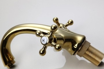 Rene Houtman Gouden Wastafelkraan | Witte Elementen | H15,5 cm