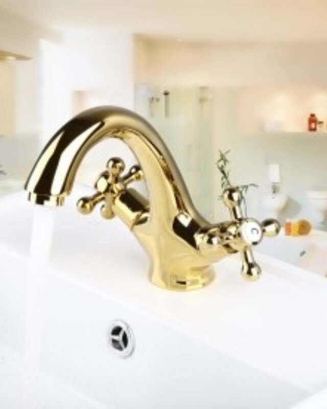 Rene Houtman Gouden Wastafelkraan | Witte Elementen | H15,5 cm