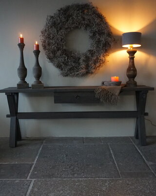 Rene Houtman Sidetable Cross Sita | Oud Hout | H80 x B200 cm