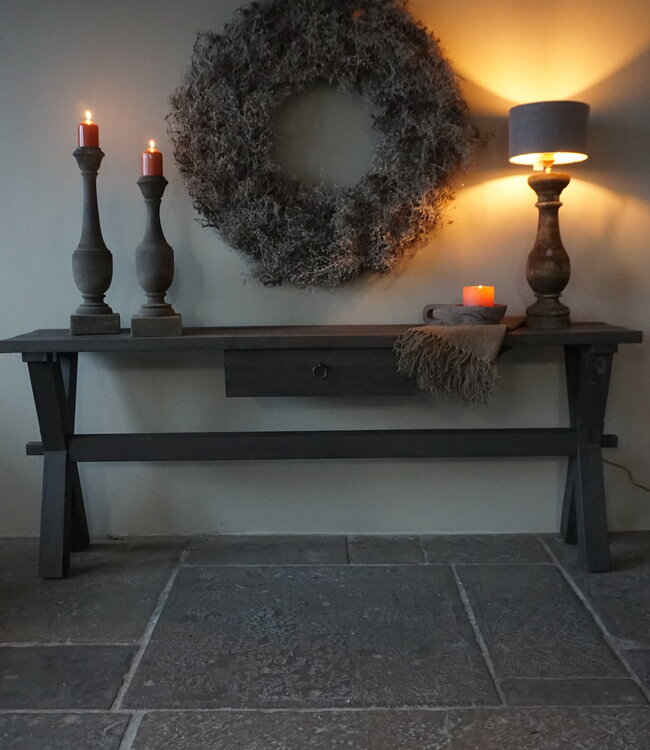 Rene Houtman Sidetable Cross Sita | Oud Hout | H80 x B200 cm