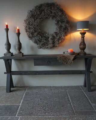 Rene Houtman Sidetable Cross Sanna | Oud Hout | H80 x B200 cm