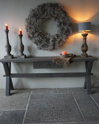 Rene Houtman Sidetable Cross Sonja | Oud Hout | H80 x B200 cm
