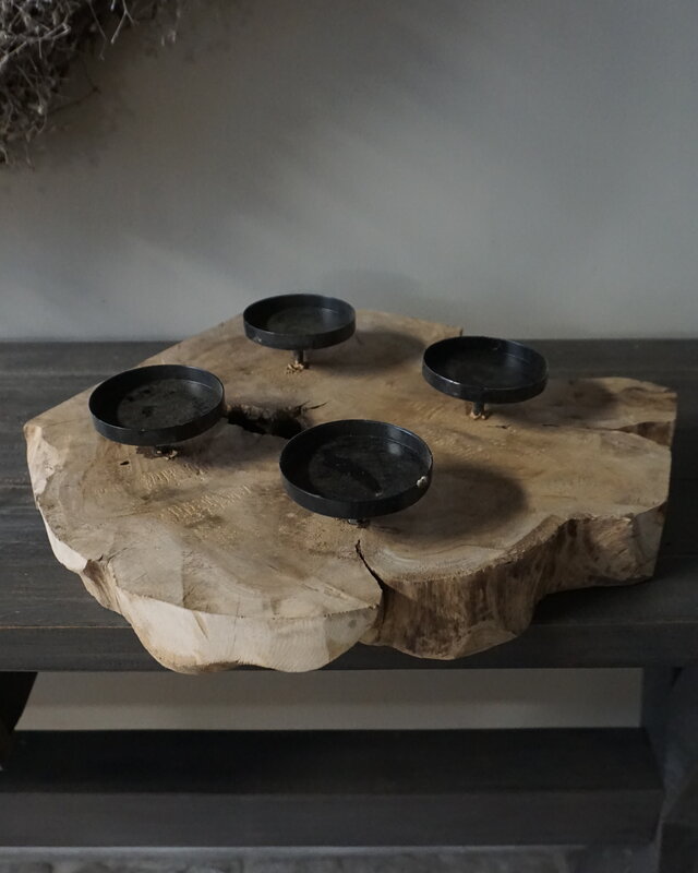 Rene Houtman Kaarshouder Teak | 4 houders | H10 x B40 x D40 cm