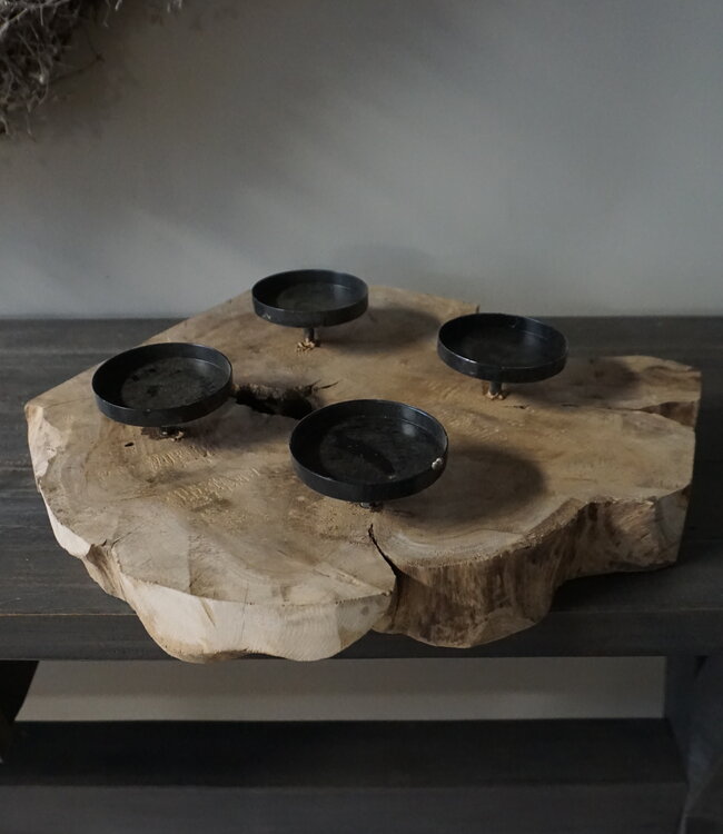 Rene Houtman Kaarshouder Teak | 4 houders | H10 x B40 x D40 cm