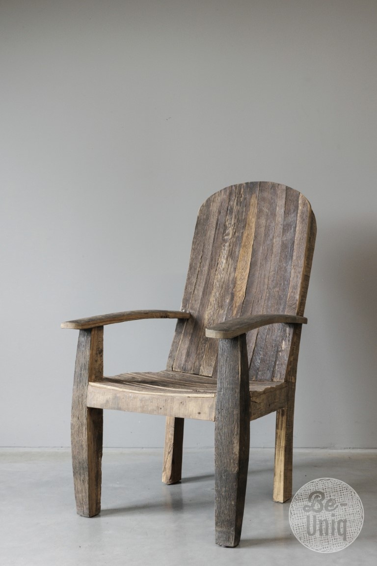 Be-Uniq Oud Houten Fauteuil | India | H125 x B66 x D80 cm