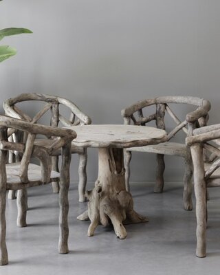 Be-Uniq Houten Set | Tafel + 4 Stoelen | Indonesië