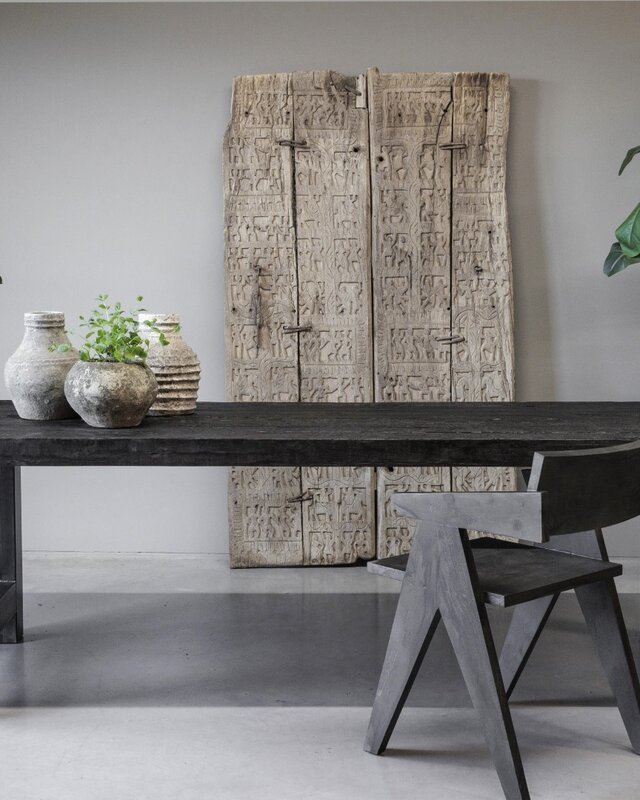Be-Uniq Houten Armstoel Raf | Set Van 6 | Antiek Zwart