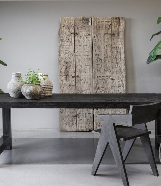 Be-Uniq Houten Armstoel Raf | Set Van 6 | Antiek Zwart