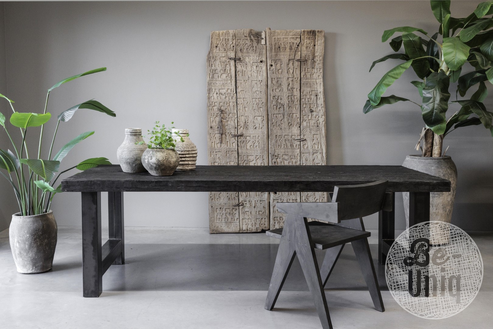 Be-Uniq Houten Armstoel Raf | Set Van 6 | Antiek Zwart