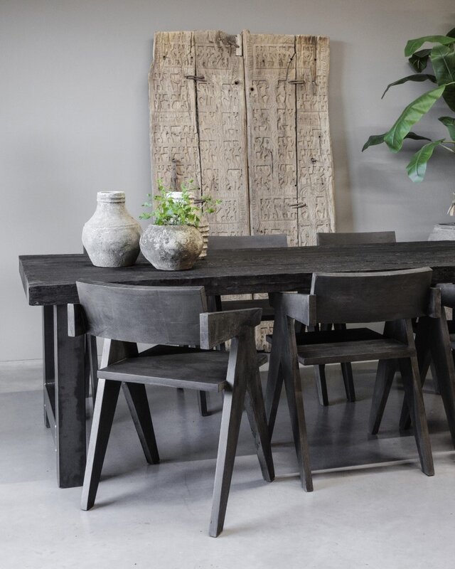 Be-Uniq Houten Armstoel Raf | Set Van 6 | Antiek Zwart