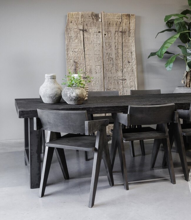 Be-Uniq Houten Armstoel Raf | Set Van 6 | Antiek Zwart