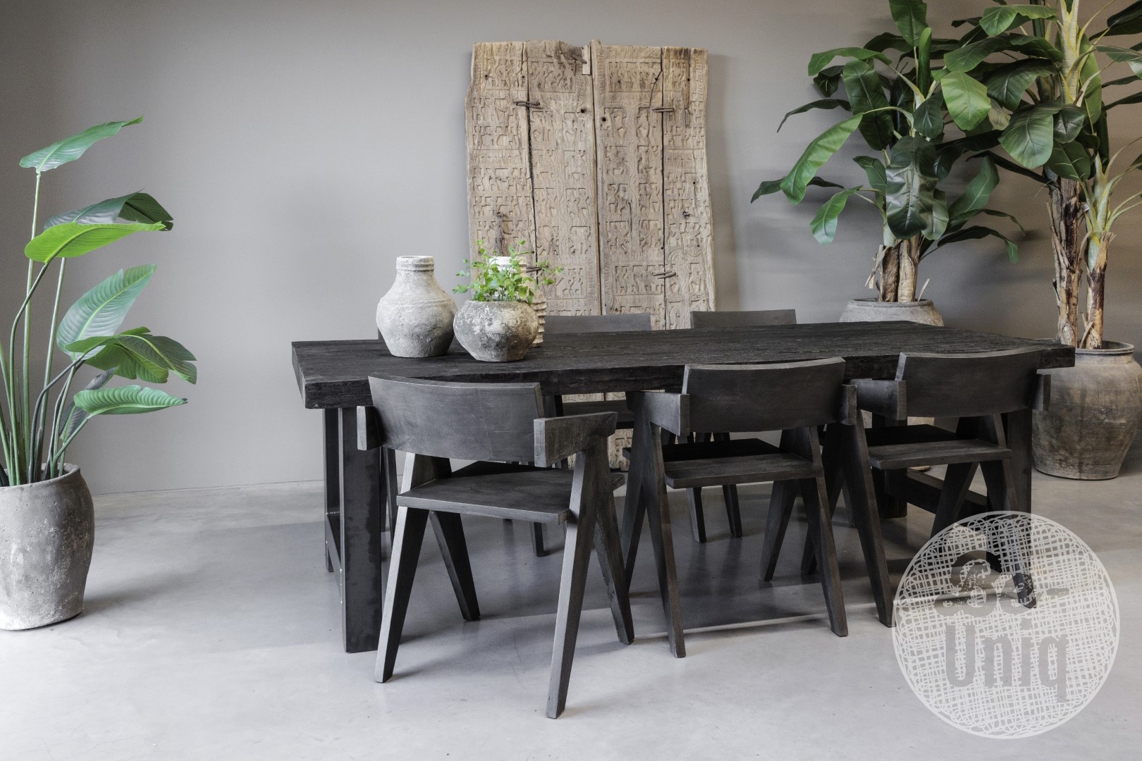 Be-Uniq Houten Armstoel Raf | Set Van 6 | Antiek Zwart