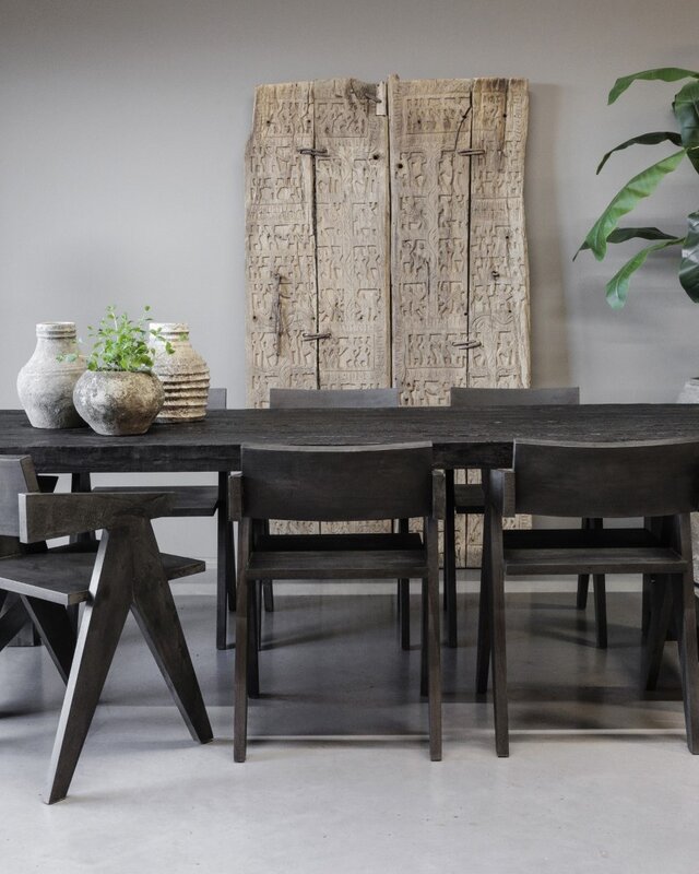 Be-Uniq Houten Armstoel Raf | Set Van 6 | Antiek Zwart