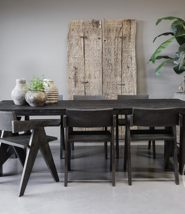 Be-Uniq Houten Armstoel Raf | Set Van 6 | Antiek Zwart