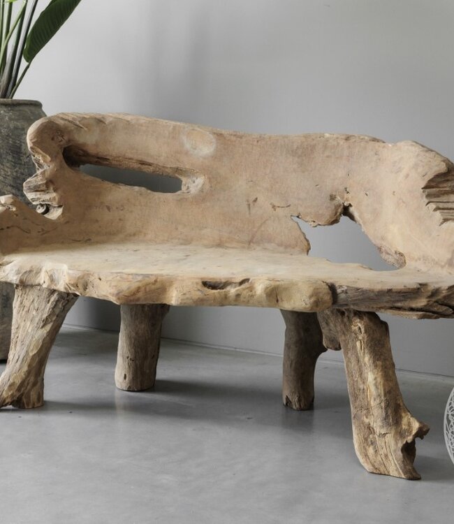 Be-Uniq Wortelhout Bankje | Indonesië | H74 x B133 x D50 cm