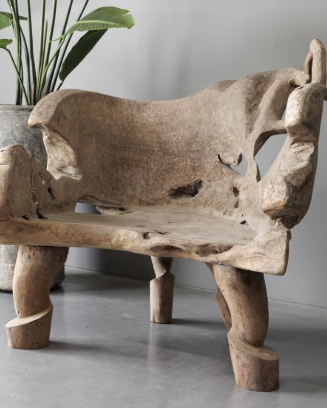 Be-Uniq Wortelhout Bankje | Indonesië | H115 x B110 x D80 cm