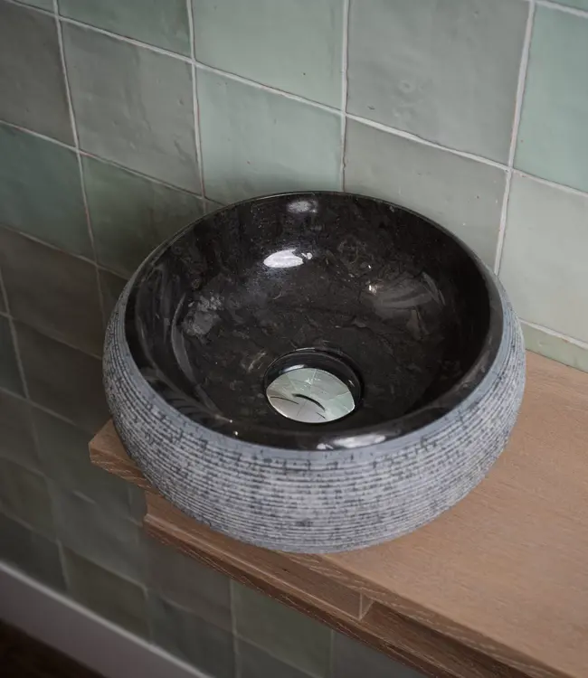 Loutro Bathroomware Waskom Rocky Mini | Marmer | Ø25 x H12 cm | 3 Kleuren!