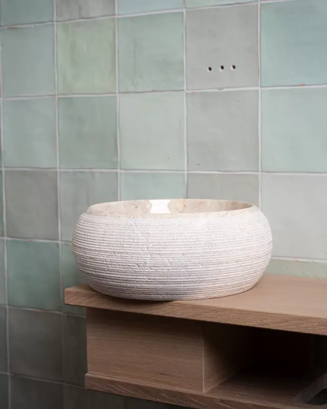 Loutro Bathroomware Waskom Rocky Mini | Marmer | Ø25 x H12 cm | 3 Kleuren!