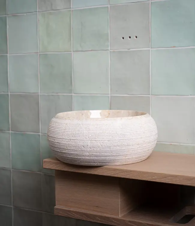 Loutro Bathroomware Waskom Rocky Mini | Marmer | Ø25 x H12 cm | 3 Kleuren!