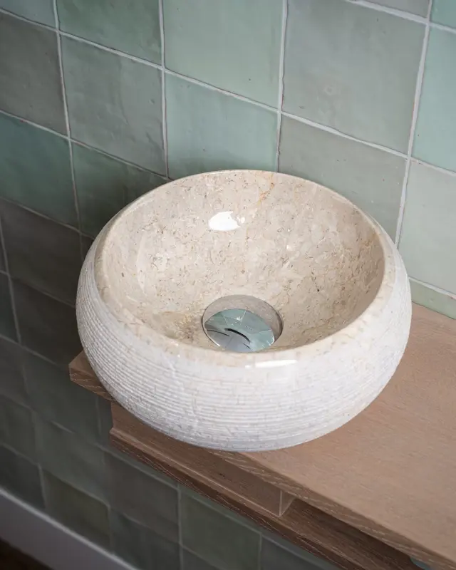 Loutro Bathroomware Waskom Rocky Mini | Marmer | Ø25 x H12 cm | 3 Kleuren!