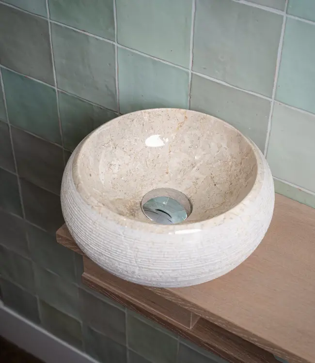 Loutro Bathroomware Waskom Rocky Mini | Marmer | Ø25 x H12 cm | 3 Kleuren!