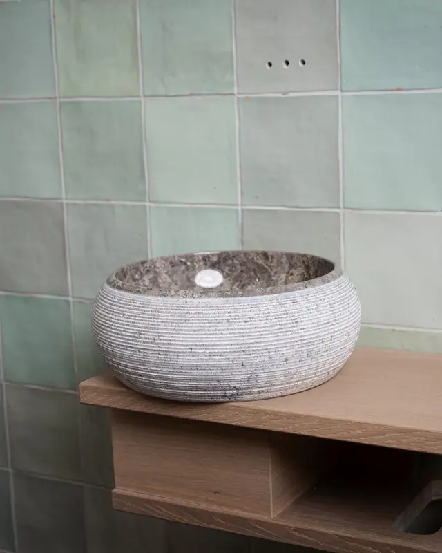 Loutro Bathroomware Waskom Rocky Mini | Marmer | Ø25 x H12 cm | 3 Kleuren!