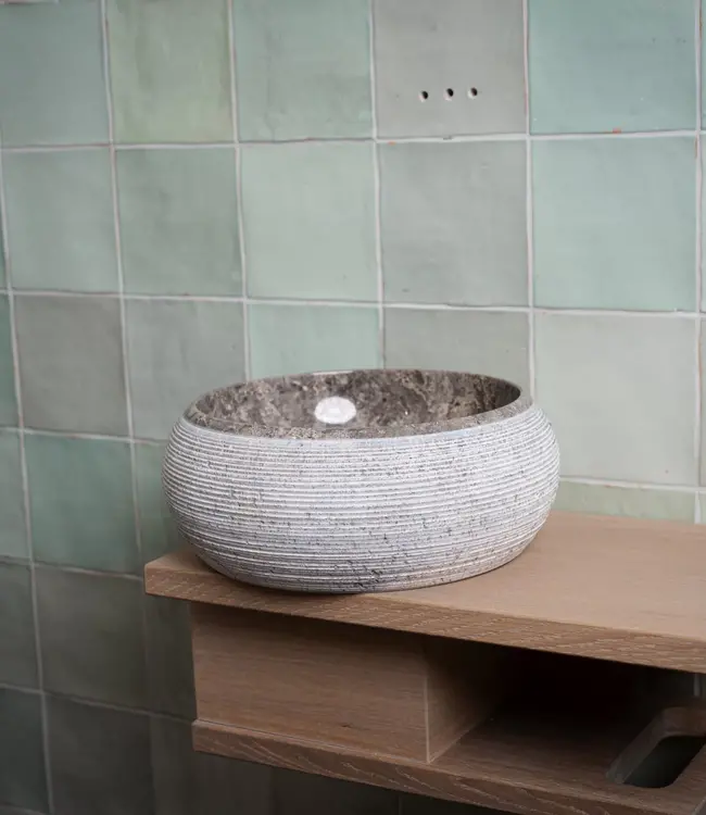 Loutro Bathroomware Waskom Rocky Mini | Marmer | Ø25 x H12 cm | 3 Kleuren!