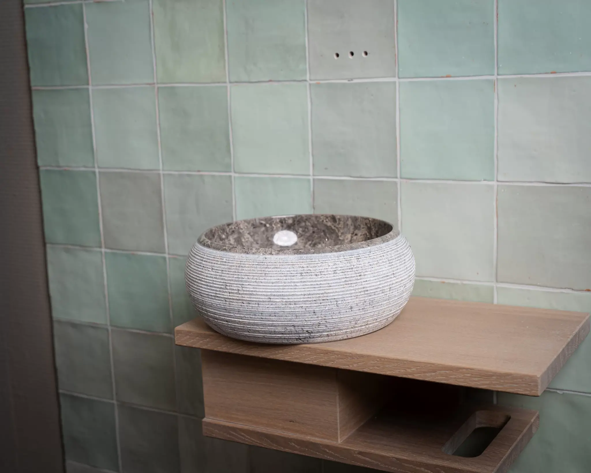 Loutro Bathroomware Waskom Rocky Mini | Marmer | Ø25 x H12 cm | 3 Kleuren!