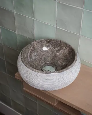Loutro Bathroomware Waskom Rocky Mini | Marmer | Ø25 x H12 cm | 3 Kleuren!
