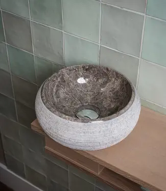 Loutro Bathroomware Waskom Rocky Mini | Marmer | Ø25 x H12 cm | 3 Kleuren!