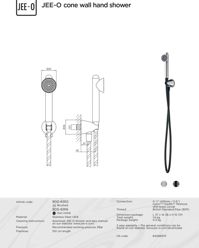 JEE-O Cone Wand Handdouche | RVS | 2 Kleuren