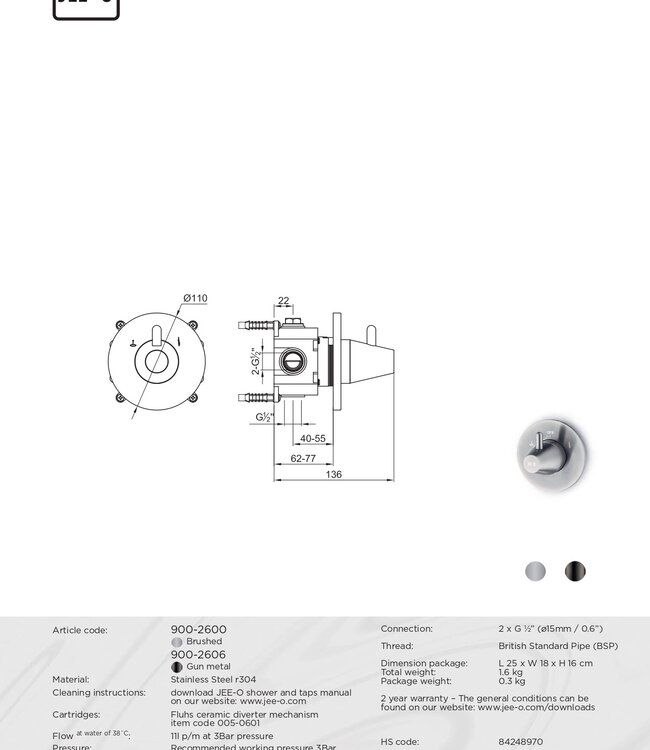 JEE-O Cone Omsteller Met Inbouwdeel | 2 Kleuren